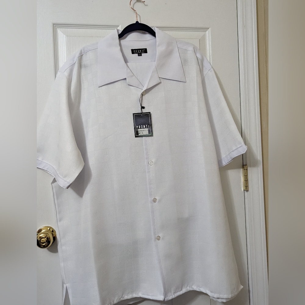 White Summer Pronto Outfit 4XL Shirt, W46 L32 Slacks, and 52 inch white Belt